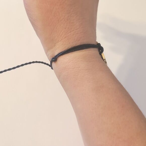 767 My Intent Black Adjustable‎ Slider Bracelet with Gold "Awareness" Charm - Picture 2 of 5